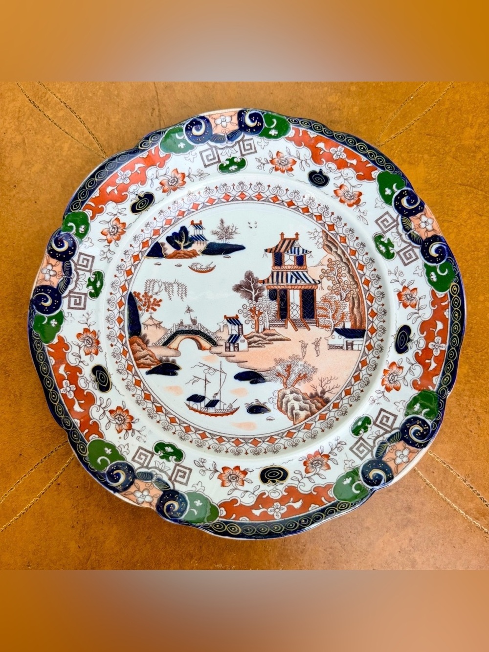 Mason's Patent Ironstone China Pekin Japan Plate Chinoiserie 10.5” Diameter